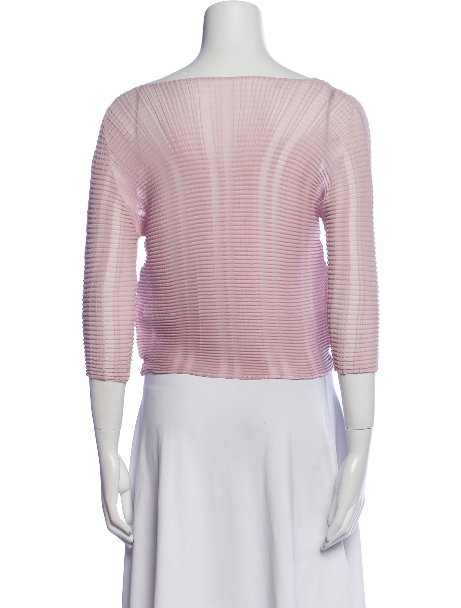 Issey Miyake Striped Bateau Neckline Crop Top